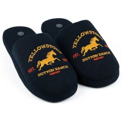 Yellowstone Mens Logo Slippers - Navy - Casual Footwear Yellowstone Mens Logo Slippers - Navy - Casual Footwear