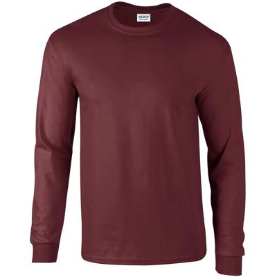 Gildan Unisex XL Maroon Long-Sleeved Cotton T-Shirt - T-Shirt Gildan Unisex XL Maroon Long-Sleeved Cotton T-Shirt - T-Shirt