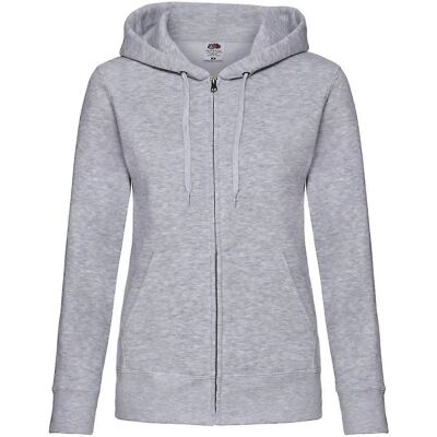 Fruit of the Loom Heather Grey Premium Kapuzenpullover - Damen Fit Fruit of the Loom Heather Grey Premium Kapuzenpullover - Damen Fit