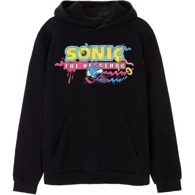 Felpa con Cappuccio Nera Sonic The Hedgehog - Felpa con Cappuccio Felpa con Cappuccio Nera Sonic The Hedgehog - Felpa con Cappuccio