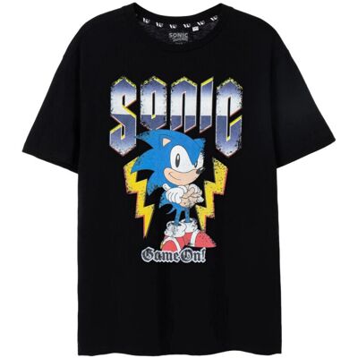 T-Shirt Noir Sonic The Hedgehog - Le Jeu Commence! T-Shirt Noir Sonic The Hedgehog - Le Jeu Commence!
