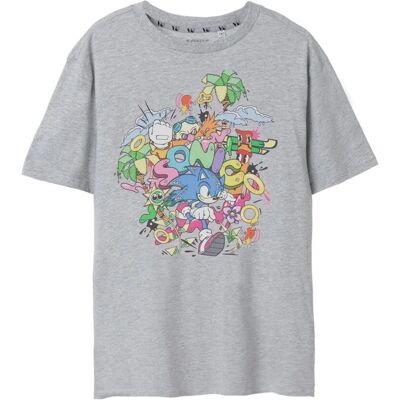 T-Shirt Psychedélique Gris Marl Sonic The Hedgehog - T-Shirt T-Shirt Psychedélique Gris Marl Sonic The Hedgehog - T-Shirt