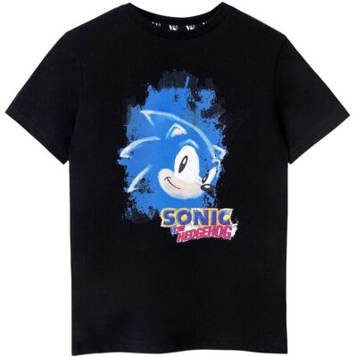 T-shirt a maniche corte in acquerello nero Sonic The Hedgehog - T-Shirt T-shirt a maniche corte in acquerello nero Sonic The Hedgehog - T-Shirt