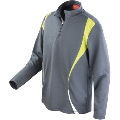 Spiro - Adult Zip Neck - Grey/Lime/White Spiro - Adult Zip Neck - Grey/Lime/White