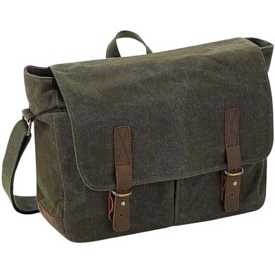 Quadra Heritage Leather Trim Messenger Bag Olive - Messenger Bag Quadra Heritage Leather Trim Messenger Bag Olive - Messenger Bag