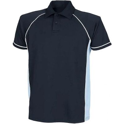 Finden & Hales Navy/ Sky Blue/ White Kids Piped Performance Polo Shirt Finden & Hales Navy/ Sky Blue/ White Kids Piped Performance Polo Shirt
