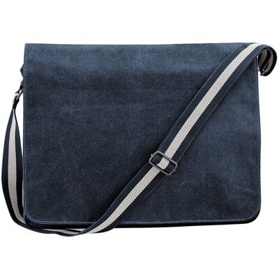 Quadra - Vintage Canvas Messenger Bag - Navy - One Size - Bag Quadra - Vintage Canvas Messenger Bag - Navy - One Size - Bag