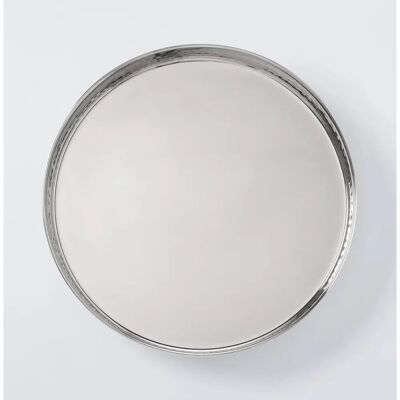 John Lewis Hammered Stainless Steel Round 32cm Silver Tray John Lewis Hammered Stainless Steel Round 32cm Silver Tray