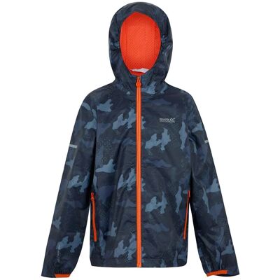 Regatta Kids Waterproof Navy Tangerine Jacket - Water-repellent, Model Lever II Regatta Kids Waterproof Navy Tangerine Jacket - Water-repellent, Model Lever II