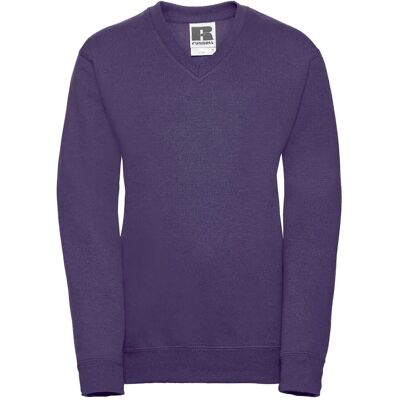 Russell Unisex Kinders V-hals Sweatshirt - Paars Russell Unisex Kinders V-hals Sweatshirt - Paars