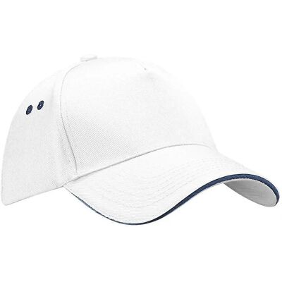 Casquette de baseball Beechfield Sandwich Peak - Blanc/Navy français Casquette de baseball Beechfield Sandwich Peak - Blanc/Navy français
