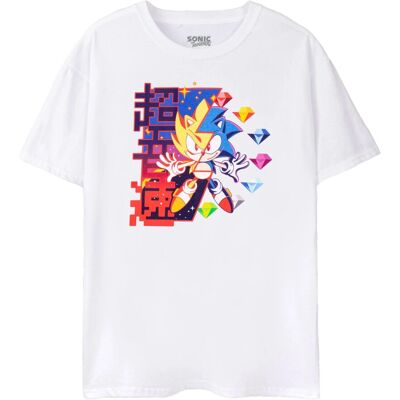 T-Shirt Sonic The Hedgehog Xl Bianco Diamante - T-Shirt T-Shirt Sonic The Hedgehog Xl Bianco Diamante - T-Shirt