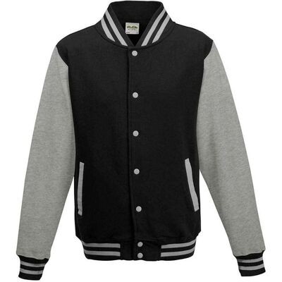 Awdis Unisex Varsity Jacket Jet Black/Heather Grey XXL - Varsity Jacket Awdis Unisex Varsity Jacket Jet Black/Heather Grey XXL - Varsity Jacket