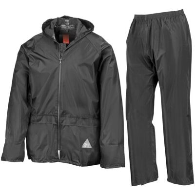 Result Waterproof Jacket and Trousers Set - Black L Result Waterproof Jacket and Trousers Set - Black L
