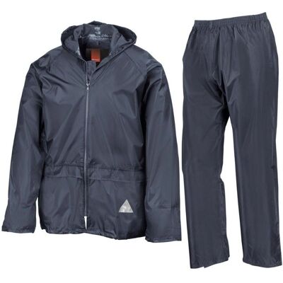 Result Navy Waterproof Jacket and Trousers Set - Waterproof, Hooded, Reflective Result Navy Waterproof Jacket and Trousers Set - Waterproof, Hooded, Reflective
