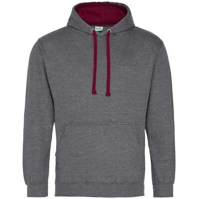 Awdis Womens Charcoal/Burgundy XXL Hoodie - Hoodie Awdis Womens Charcoal/Burgundy XXL Hoodie - Hoodie