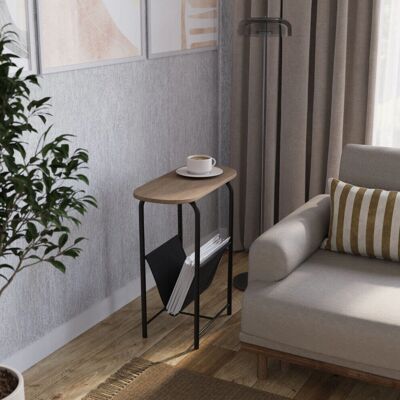 URBN Living Slim Oval Sofa End Table - Oak - Magazine Holder - End Table URBN Living Slim Oval Sofa End Table - Oak - Magazine Holder - End Table