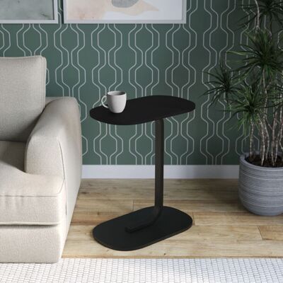 URBN Living - C Shaped Wood & Metal Oval Side End Table - End Table URBN Living - C Shaped Wood & Metal Oval Side End Table - End Table