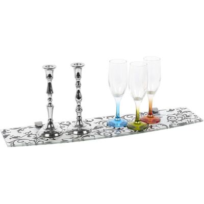 URBN Living - Bowed Glass Wall Shelf - Damask Floral - Shelf URBN Living - Bowed Glass Wall Shelf - Damask Floral - Shelf