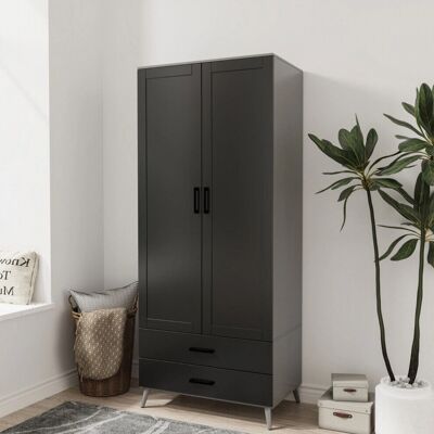 URBN Living - DEVON Wardrobe - Grey & Black - Wardrobe URBN Living - DEVON Wardrobe - Grey & Black - Wardrobe