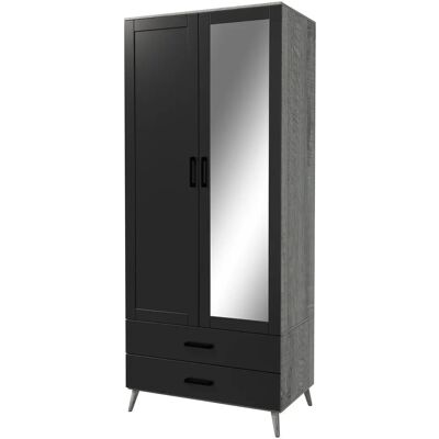 URBN Living Ash Grey White Mirror Wardrobe - 180cm, 2 Doors, 2 Drawers URBN Living Ash Grey White Mirror Wardrobe - 180cm, 2 Doors, 2 Drawers