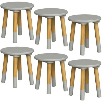 URBN Living - Kids Stool Round - Grey - Wooden - Chair URBN Living - Kids Stool Round - Grey - Wooden - Chair