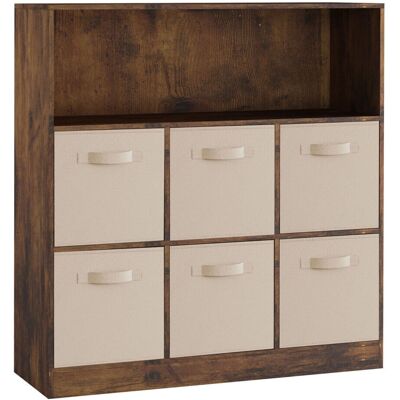 URBN Living - 7-Cubed Bookcase - Rustic Brown Beige URBN Living - 7-Cubed Bookcase - Rustic Brown Beige