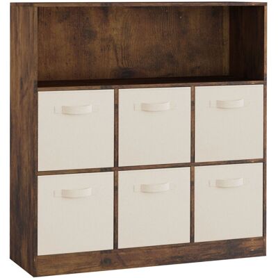 URBN Living - 7 Cubed Bookcase - Rustic Brown - White - Bookcase URBN Living - 7 Cubed Bookcase - Rustic Brown - White - Bookcase
