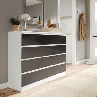 URBN Living - 8-Drawer Chest - White - Black - Chest of drawers URBN Living - 8-Drawer Chest - White - Black - Chest of drawers
