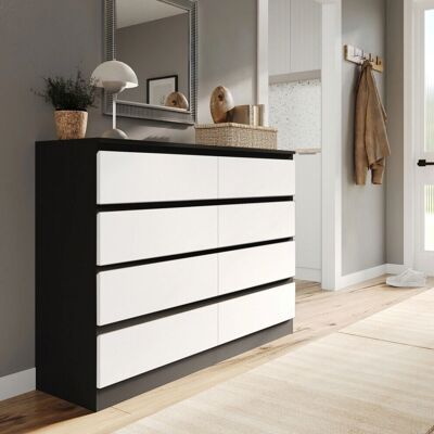URBN Living - 8-Drawer Chest - Black/White Wood - Modern Wide URBN Living - 8-Drawer Chest - Black/White Wood - Modern Wide