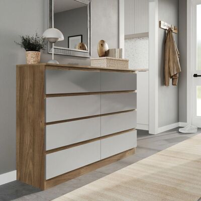URBN Living - 8-Drawer Oak Carcass Grey Drawers - Oak Carcass - Grey Drawers - Chest of drawers URBN Living - 8-Drawer Oak Carcass Grey Drawers - Oak Carcass - Grey Drawers - Chest of drawers