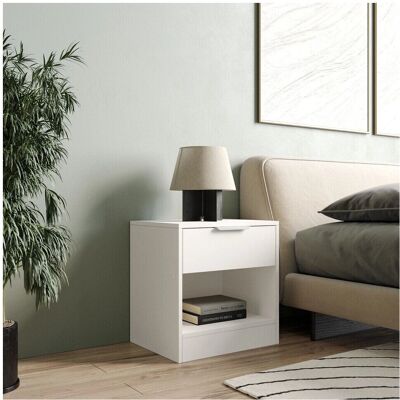 URBN Living 1-Drawer Bedside Table White URBN Living 1-Drawer Bedside Table White