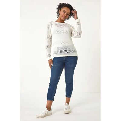 Roman Originals UK White Knit Jumper - Size 18 - Open Knit Roman Originals UK White Knit Jumper - Size 18 - Open Knit