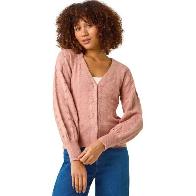 Roman Originals UK Biscuit S Pointelle Knit Cardigan - Women's Cardigan Roman Originals UK Biscuit S Pointelle Knit Cardigan - Women's Cardigan