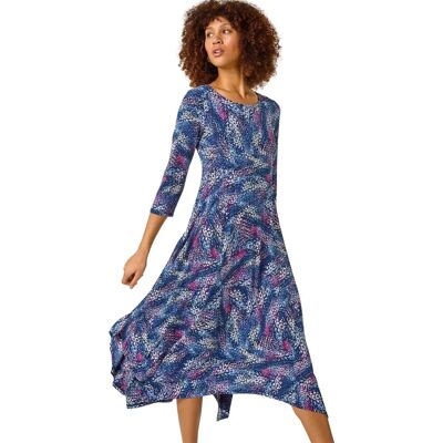 Roman Originals UK Abstract Hanky Hem Midi Dress - Pink - A-line - 142cm - Womens Roman Originals UK Abstract Hanky Hem Midi Dress - Pink - A-line - 142cm - Womens