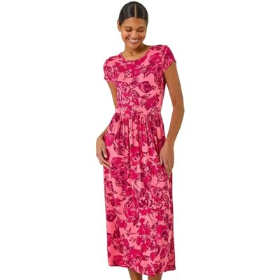 Roman Originals UK Pink Blumen Midi Kleid - 12 Roman Originals UK Pink Blumen Midi Kleid - 12