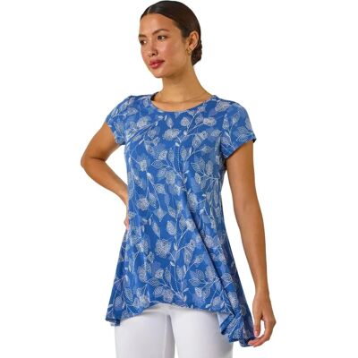 Roman Originals Blue Floral Print Tunic Top - Size 10 Roman Originals Blue Floral Print Tunic Top - Size 10
