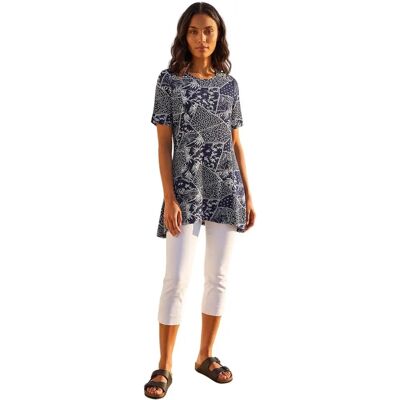 Roman Originals UK Navy Patchwork Mono Print Tunic Top - Größe 10 Roman Originals UK Navy Patchwork Mono Print Tunic Top - Größe 10