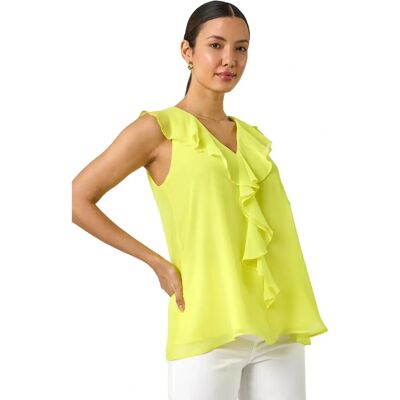 Roman Originals UK Top en chiffon jaune à volants - Top - Publicité Roman Originals UK Top en chiffon jaune à volants - Top - Publicité