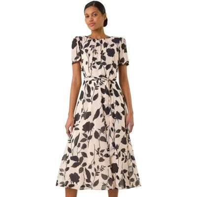 Roman UK Floral Pleat Neck Dress - Women - Midi - Cream Roman UK Floral Pleat Neck Dress - Women - Midi - Cream