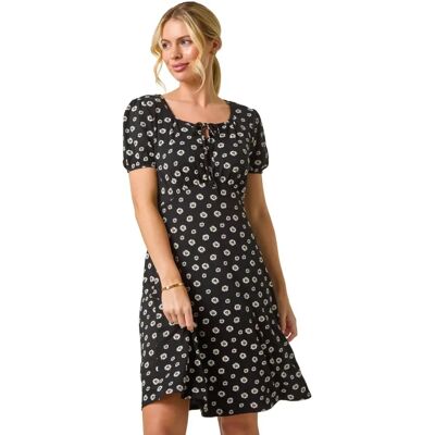 Roman Originals Petite Schwarzes Ditsy Blumenbindung Kleid - Kleid Roman Originals Petite Schwarzes Ditsy Blumenbindung Kleid - Kleid