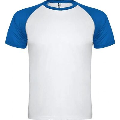 Roly Indianapolis White/Royal Blue Short-Sleeved Sports T-Shirt - Childrens Roly Indianapolis White/Royal Blue Short-Sleeved Sports T-Shirt - Childrens