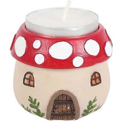 Something Different Resin Mushroom House Tealight Holder - Tealight Not Included Something Different Resin Mushroom House Tealight Holder - Tealight Not Included