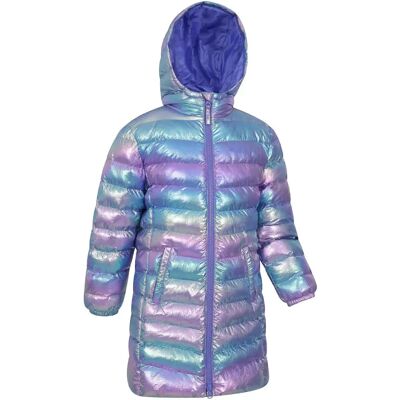 Giacca lunga imbottita per bambini - Iridescente, Viola, Argento - 5-12 Anni Giacca lunga imbottita per bambini - Iridescente, Viola, Argento - 5-12 Anni