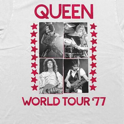 T-shirt Unisex Adulti Queen Tour Mondiale '77 - Bianco - T-Shirt T-shirt Unisex Adulti Queen Tour Mondiale '77 - Bianco - T-Shirt