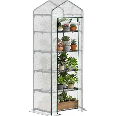 Outsunny - 5 Tier Mini Greenhouse - White/Green Outsunny - 5 Tier Mini Greenhouse - White/Green