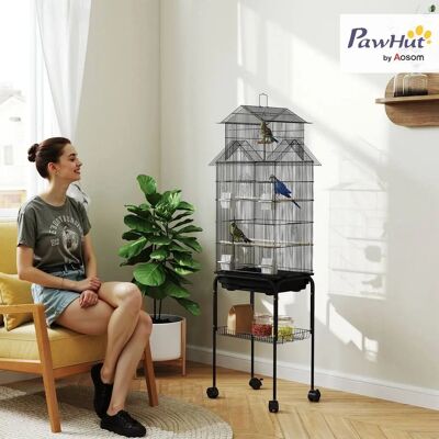 PawHut - Metal Cage - Perch - Food Container - Bird Cage PawHut - Metal Cage - Perch - Food Container - Bird Cage