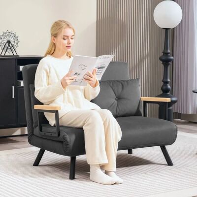HOMCOM - Click Clack 2 Seater Sofa Bed - Dark Grey - Sofa Bed HOMCOM - Click Clack 2 Seater Sofa Bed - Dark Grey - Sofa Bed