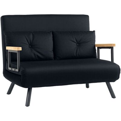 HOMCOM - Click Clack 2 Seater - Black - 2 Seater - Sofa bed HOMCOM - Click Clack 2 Seater - Black - 2 Seater - Sofa bed