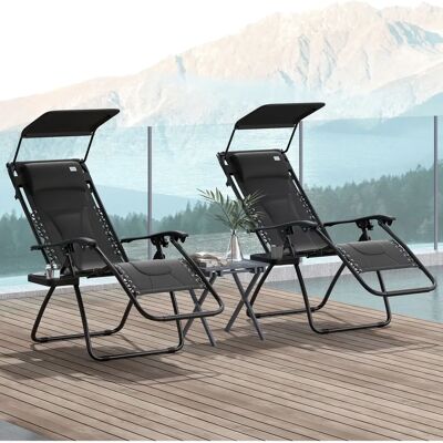Outsunny - Zero Gravity Lounger - Black - Lounge Chair Outsunny - Zero Gravity Lounger - Black - Lounge Chair